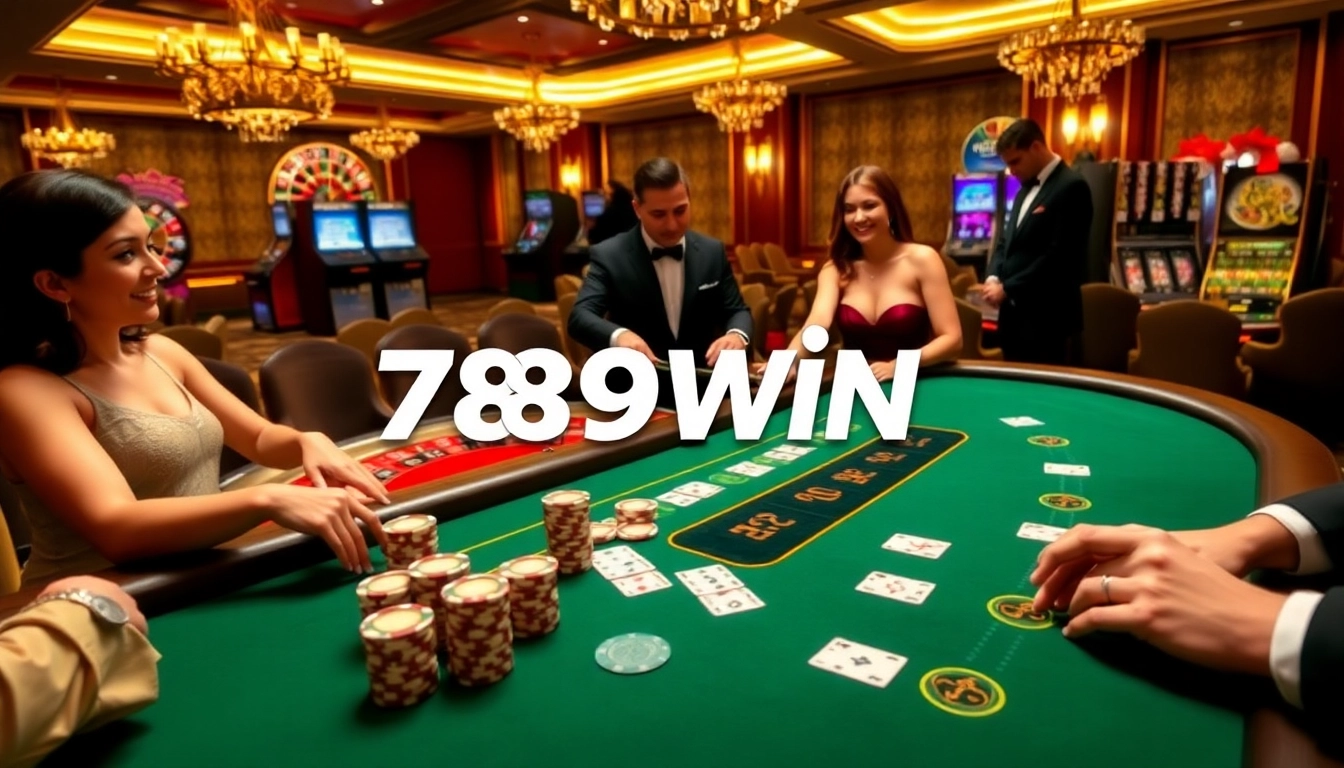 Exciting gaming scene at 789win with poker chips and cards, highlighting casino atmosphere.
