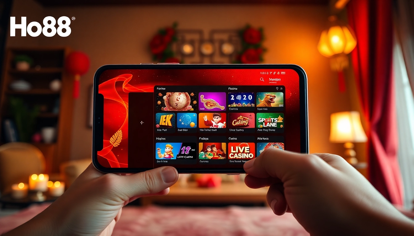 Engaging online gambling experience on Ho88 platform featuring sports betting and casino games in a cozy Vietnamese setting.