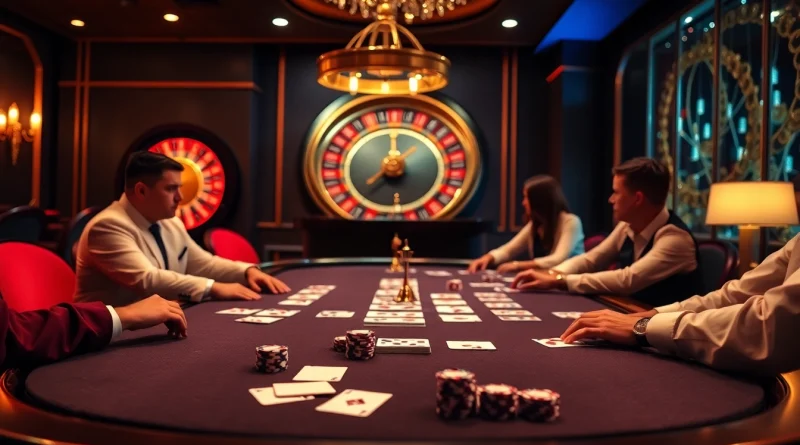 High-stakes poker game at https://s8onl.com/ with vibrant chips and cards showcasing tension and excitement.