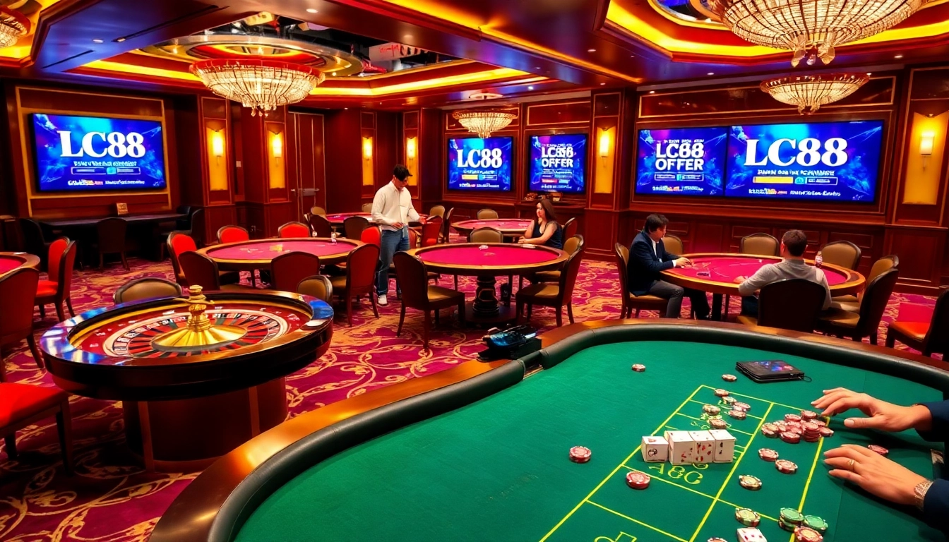 Engaging players at LC88 table games in a vibrant casino environment.