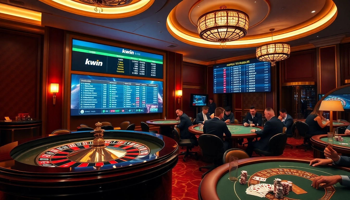 Kwin gaming experience with vibrant casino tables, chips, and a dynamic betting interface.
