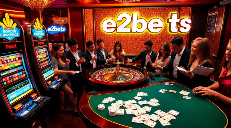 Experience thrilling gaming at e2bets with vibrant roulette and lively players.