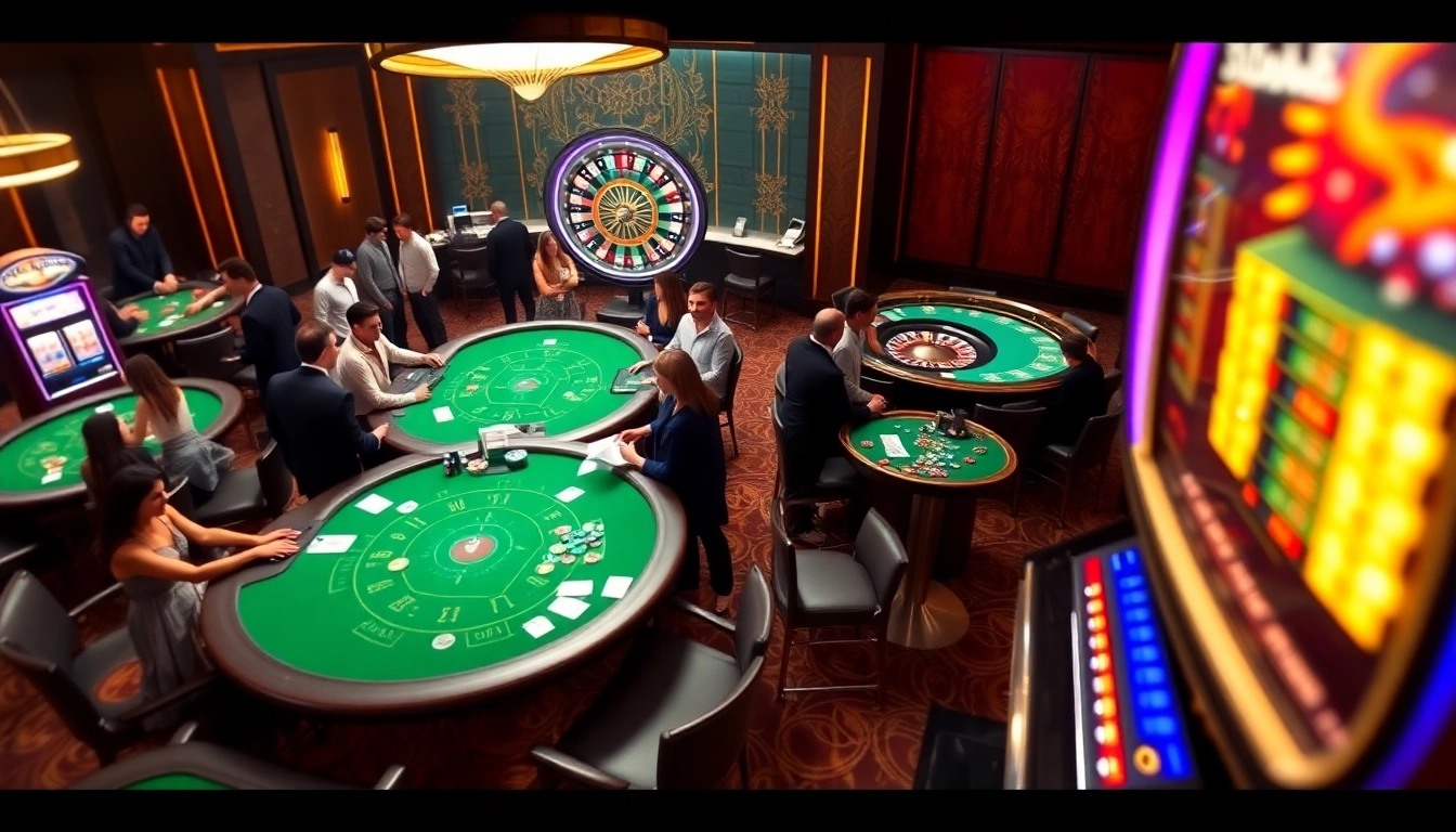 Experience thrilling gameplay at ww88 casino with vibrant tables, chips, and roulette wheel.