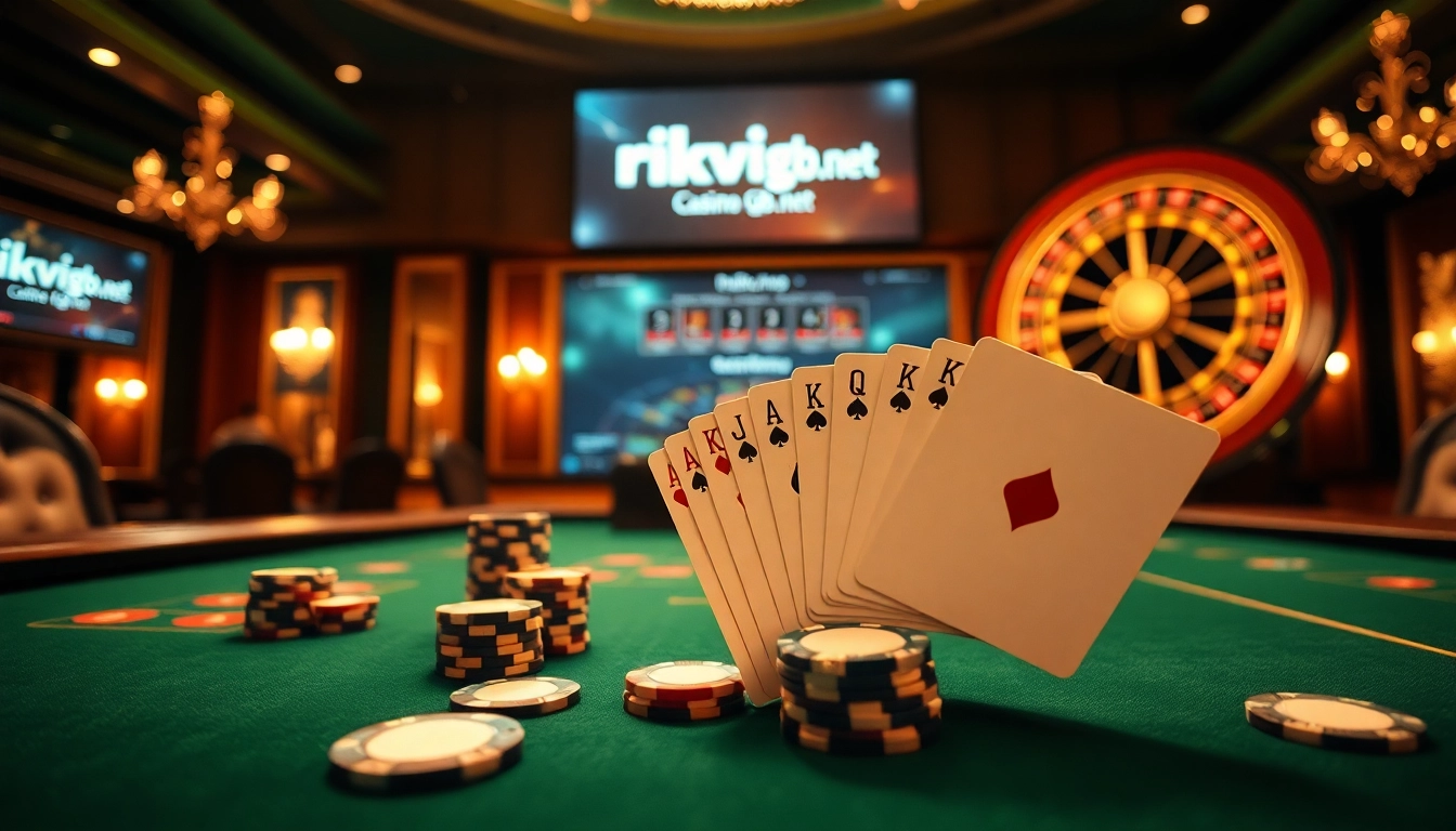 Experience thrilling gameplay with poker chips and cards at rikvip.gb.net casino.