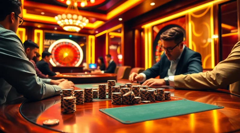 Experience high-stakes poker and excitement at https://em777.live/ in a luxurious casino setting.