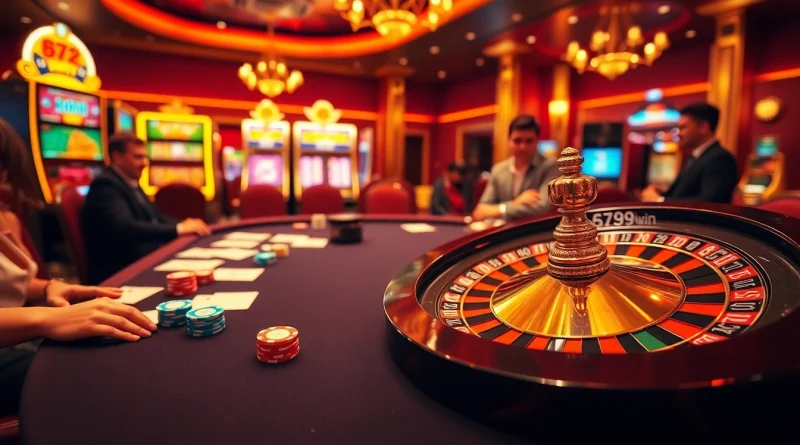 Experience the excitement of 6789win with vibrant poker tables and slot machines.
