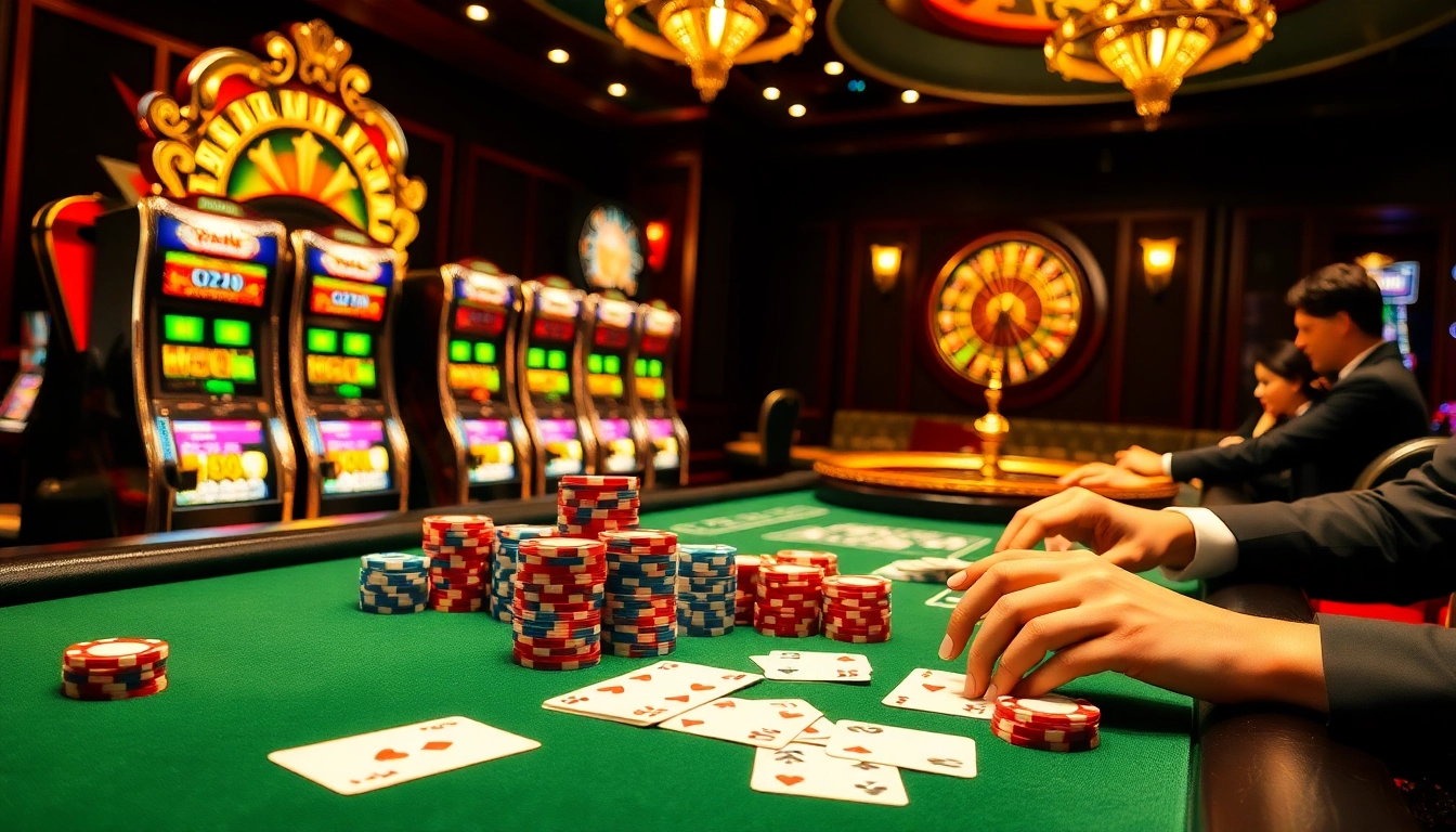 Experience the excitement of gambling at nhà cái fun79 with vibrant poker games and luxury casino elements.