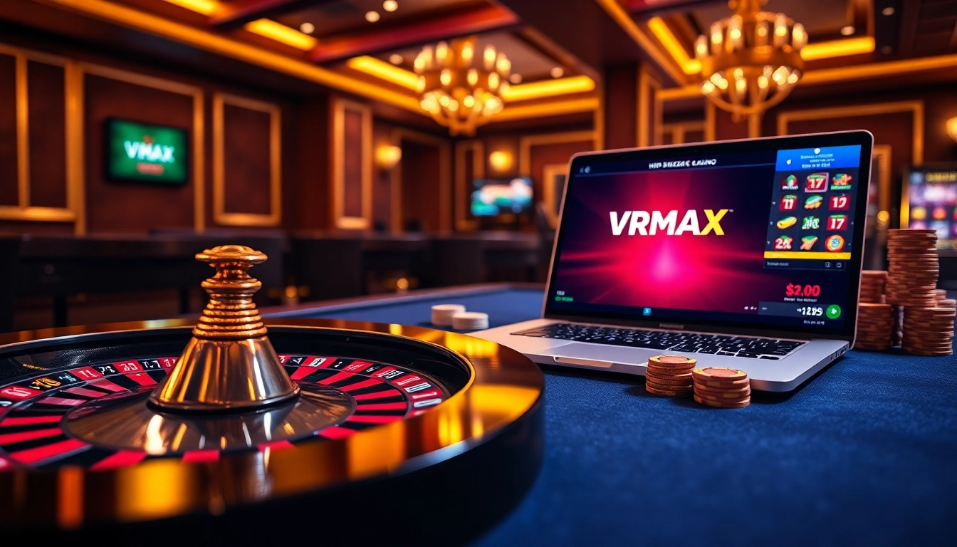Experience high-stakes gaming at VMAX online casino with vibrant roulette and poker action.