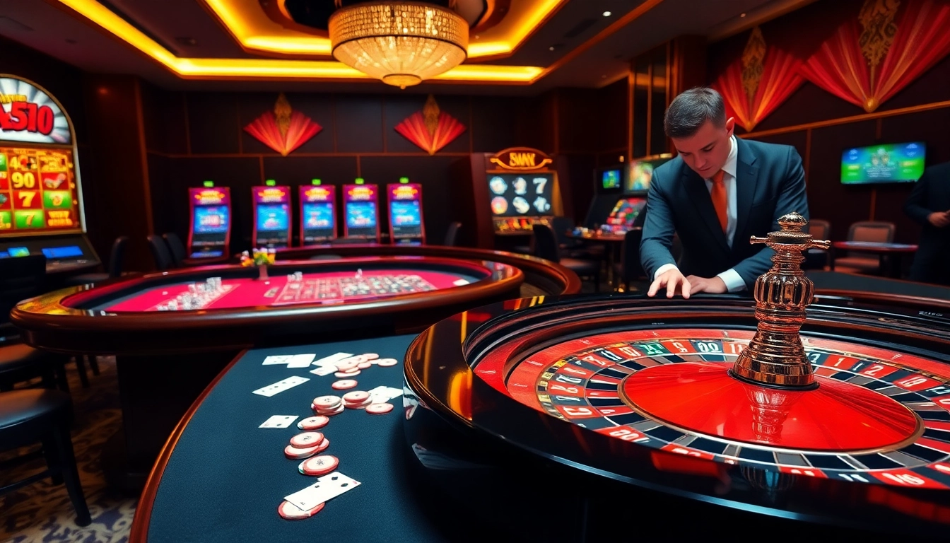Experience the luxurious excitement of TR88 with vibrant casino tables and engaging gameplay.