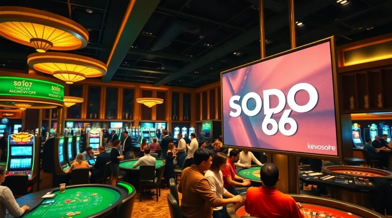 SODO 66 casino action with gamblers at tables enjoying intense gameplay.