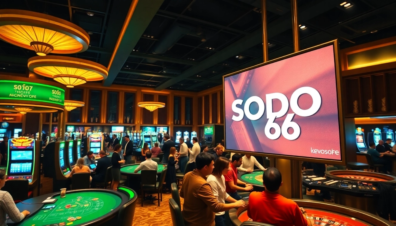 SODO 66 casino action with gamblers at tables enjoying intense gameplay.