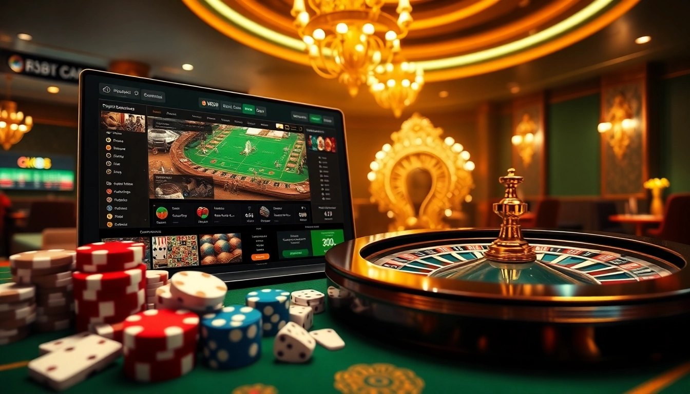 Experience the thrill of gambling with uk88 nhà cái uy tín in a vibrant casino setting featuring poker chips and a roulette wheel.