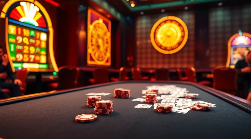 Exciting gambling scene at trang chủ yo88 featuring poker chips and roulette.