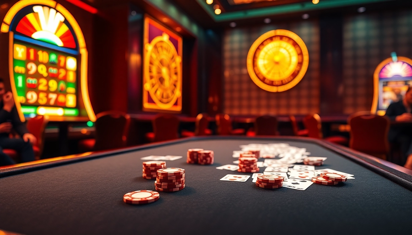 Exciting gambling scene at trang chủ yo88 featuring poker chips and roulette.