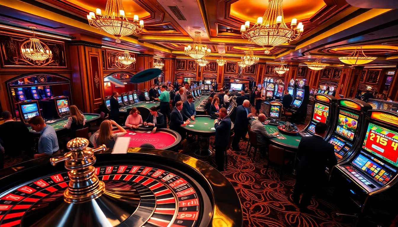 Players engaging in thrilling games at a vibrant casino, featuring https://f168.direct/ for an immersive experience.