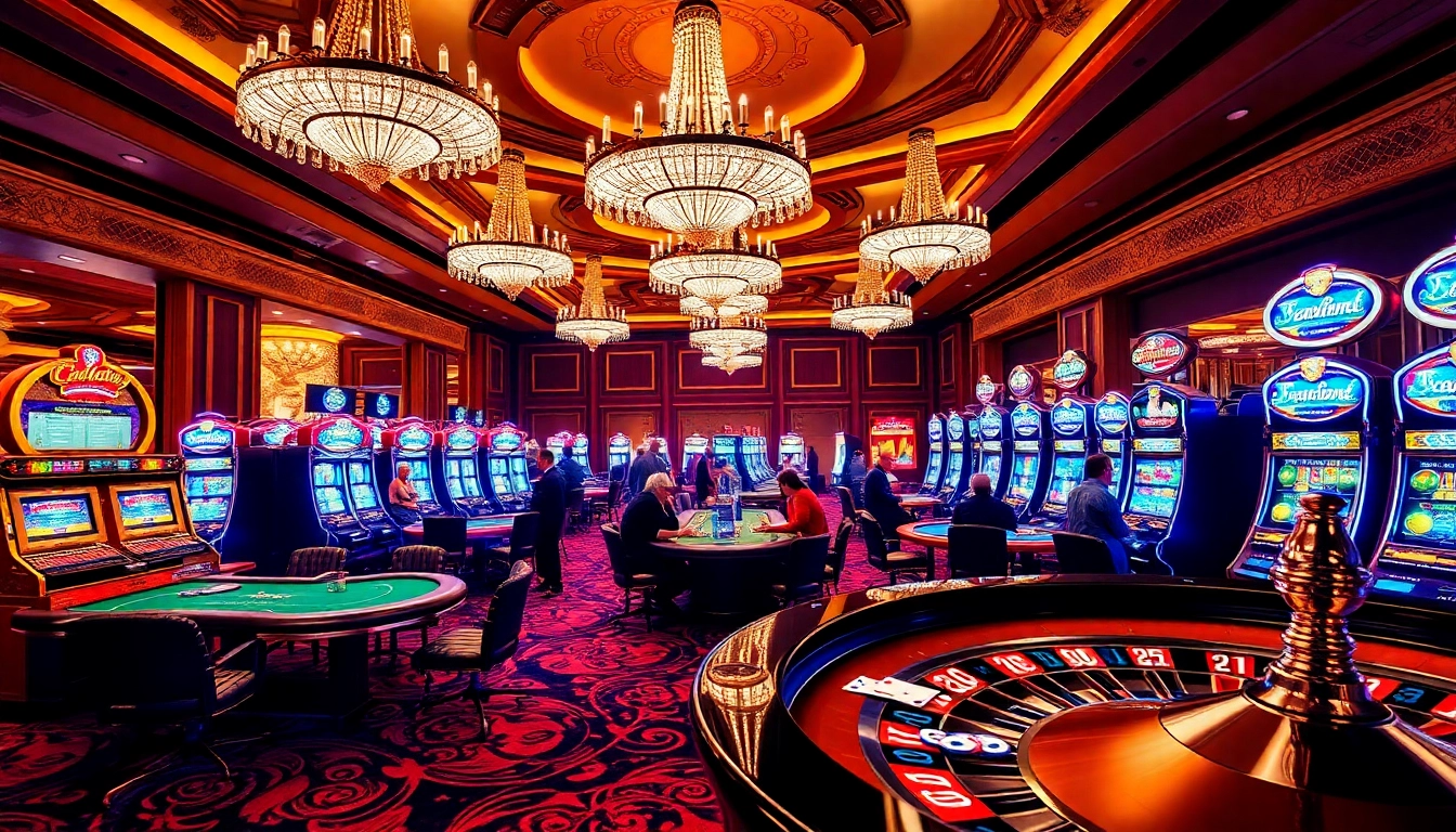 Engage in exciting gameplay at hay.win with luxurious casino tables and vibrant slot machines.