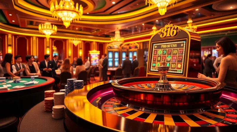 Experience thrilling gameplay at uu88 with a vibrant casino scene featuring roulette, poker chips, and slot machines.