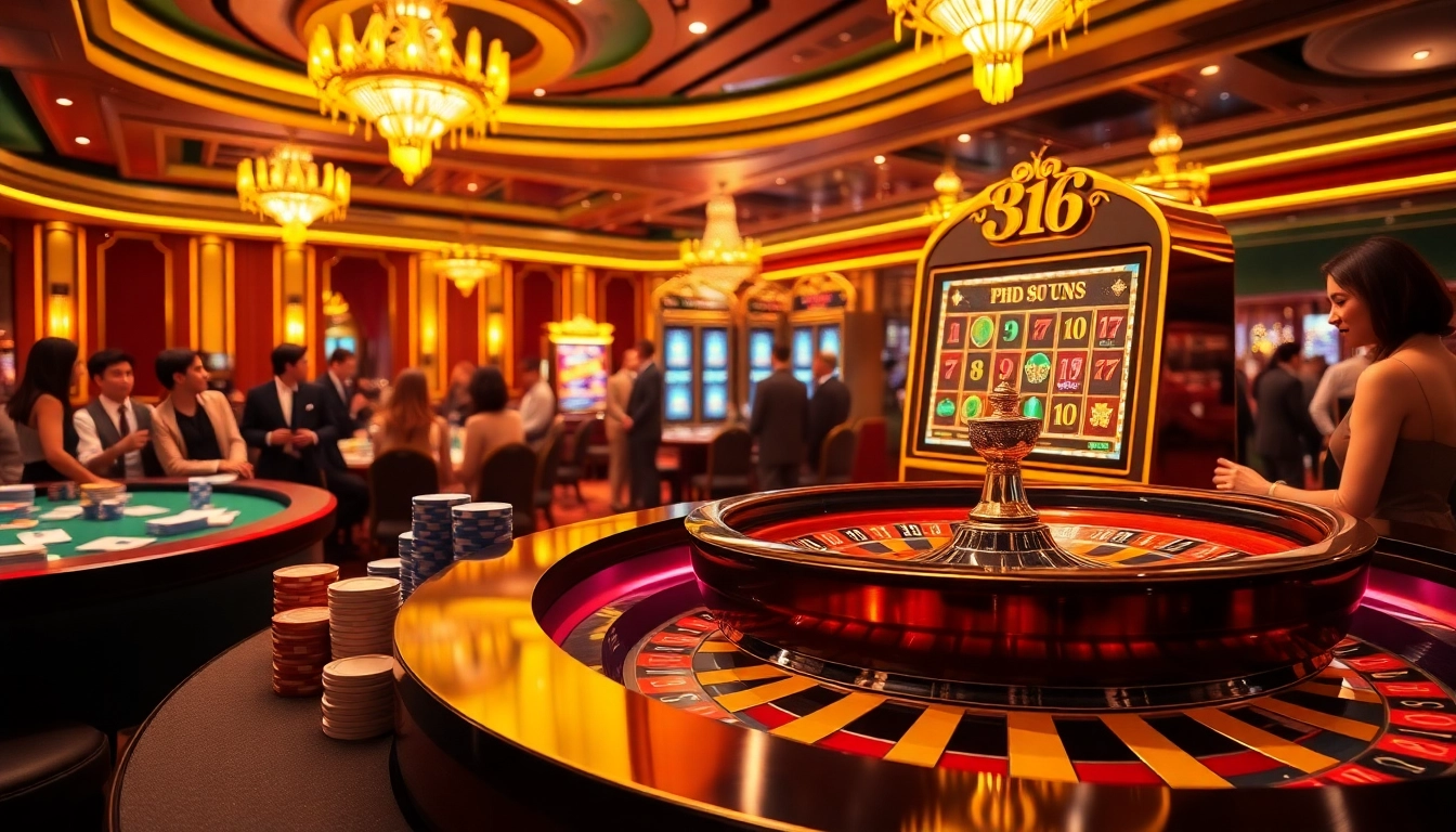Experience thrilling gameplay at uu88 with a vibrant casino scene featuring roulette, poker chips, and slot machines.