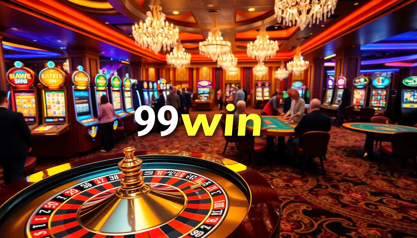 Experience the thrill of gambling at 99win Casino with luxurious tables and vibrant slot machines.