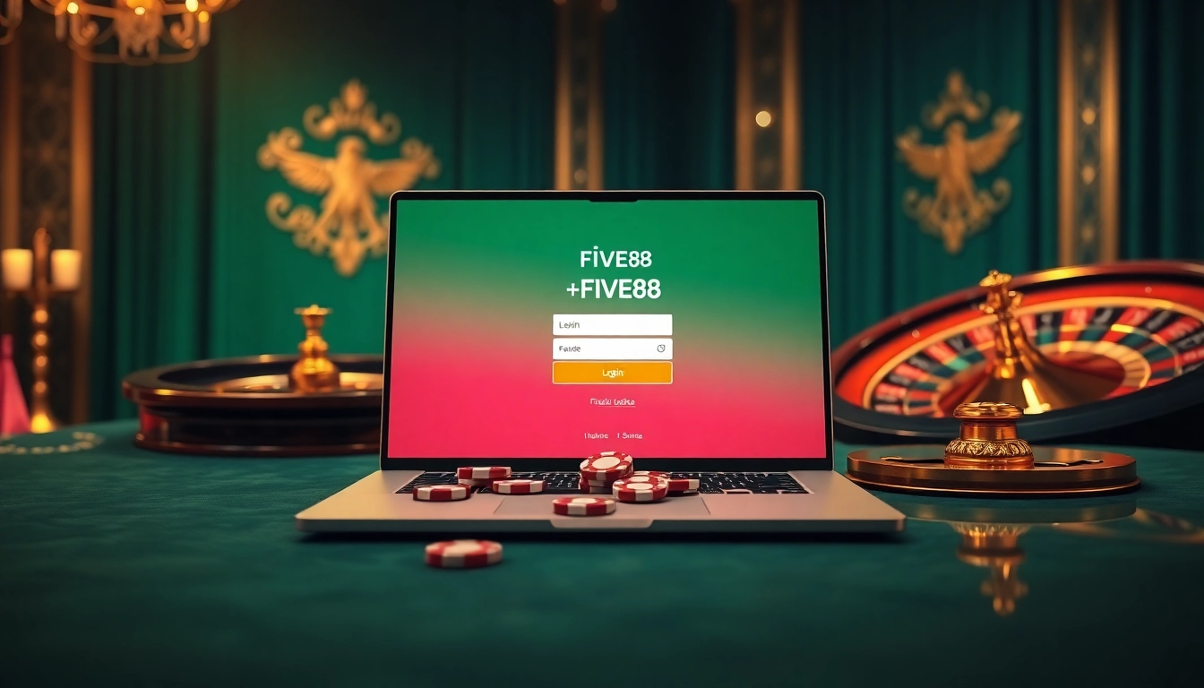 Exciting Five88 đăng nhập scene showcasing casino elements and a vibrant online platform.
