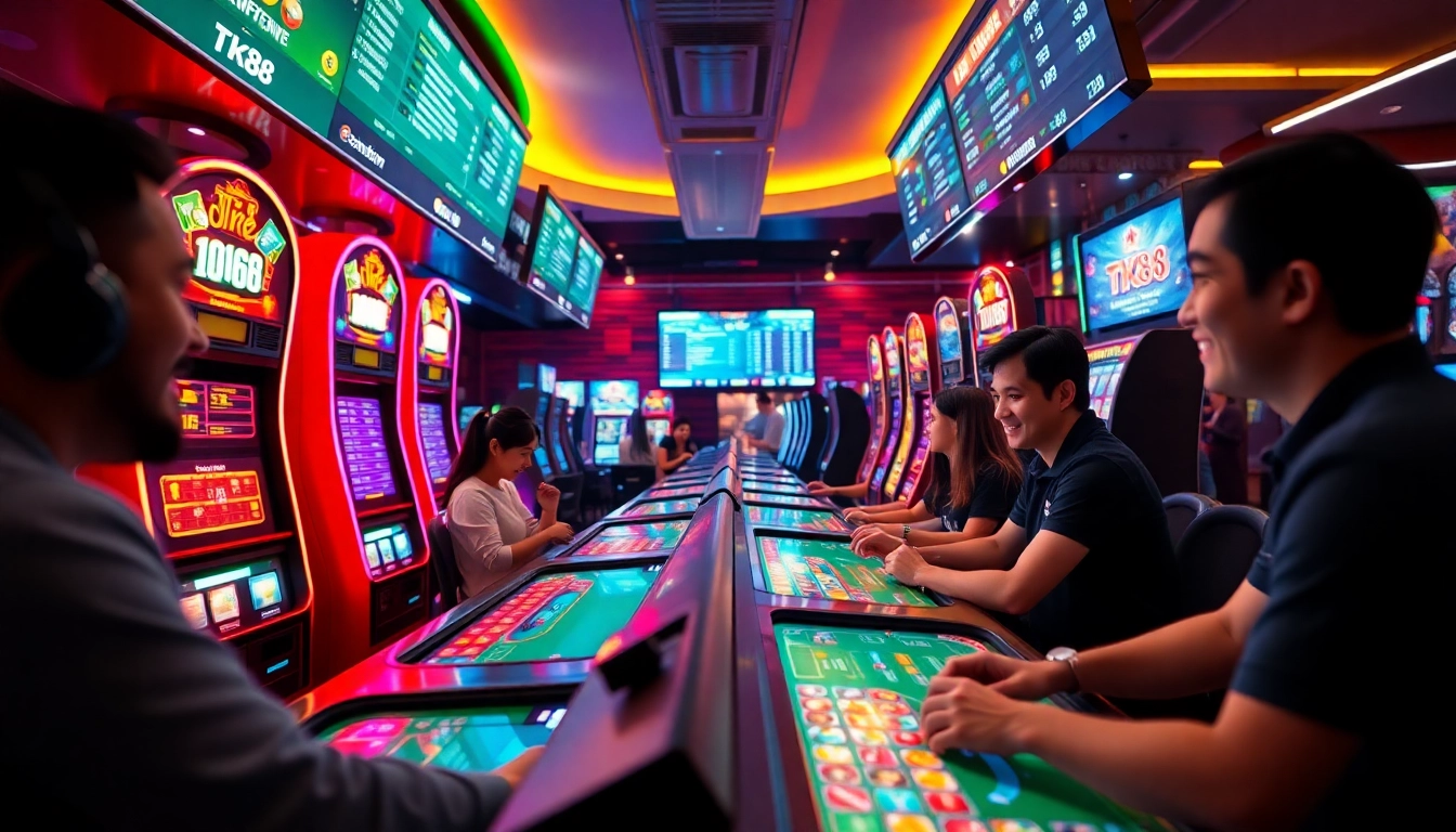 Explore the exciting online gaming experience at tk88win.live, featuring vibrant casino games and joyful players.