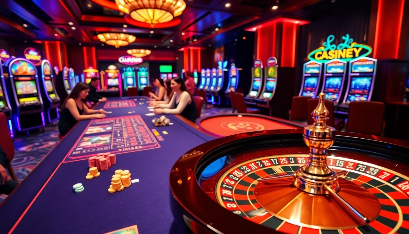 Engaged gamblers enjoying a vibrant casino experience at nhà cái x88 with exciting games.