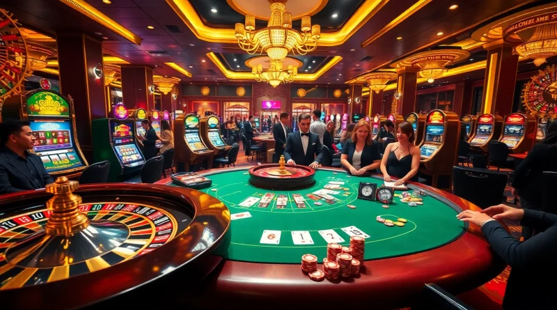 Players engaging at a glamorous casino showcasing the thrill of XX88 gambling.
