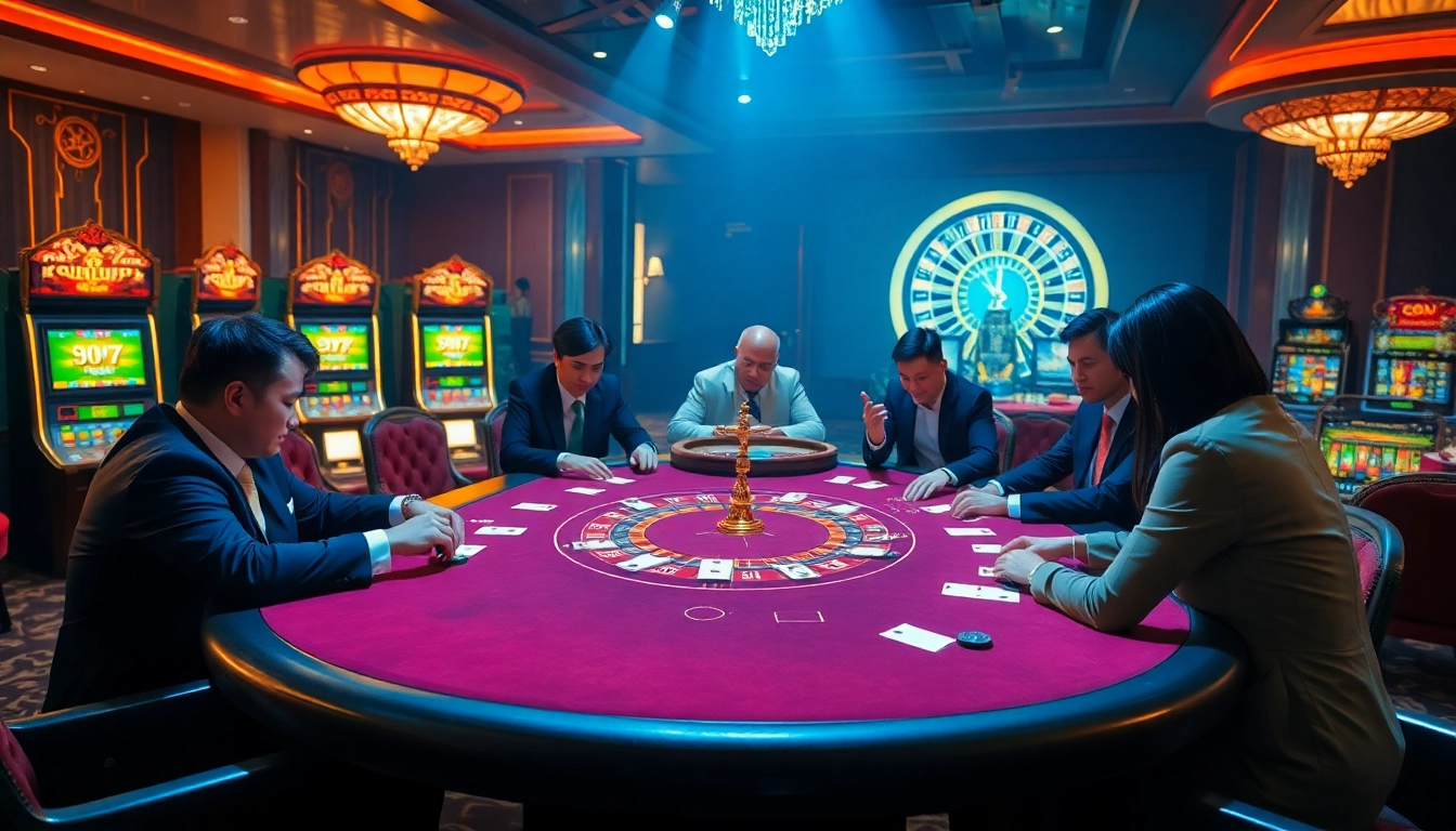 CM88 players strategizing at a casino table, enjoying high-stakes card games.