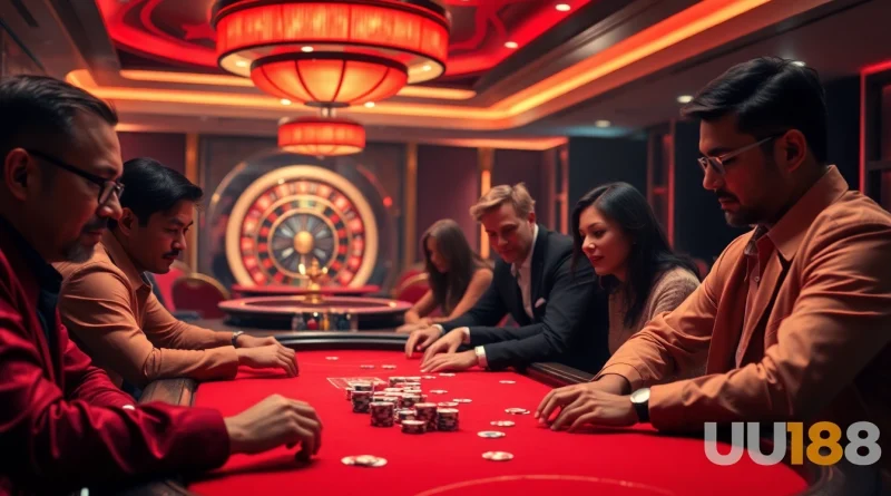 Engaged players strategize at the poker table, enhancing their experience at https://uu88games.com/ with excitement and skill.
