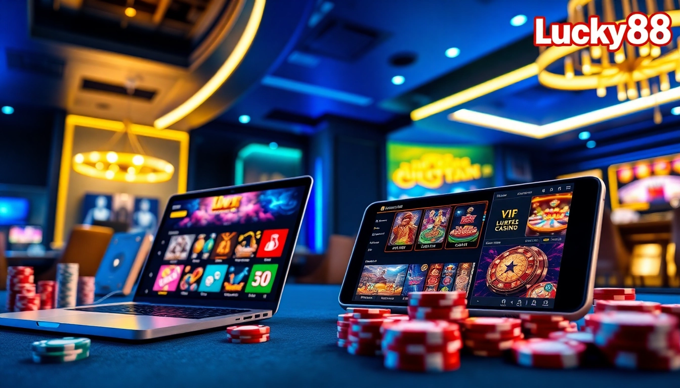 Exciting Lucky88 online casino gaming experience with vibrant slots and table games.