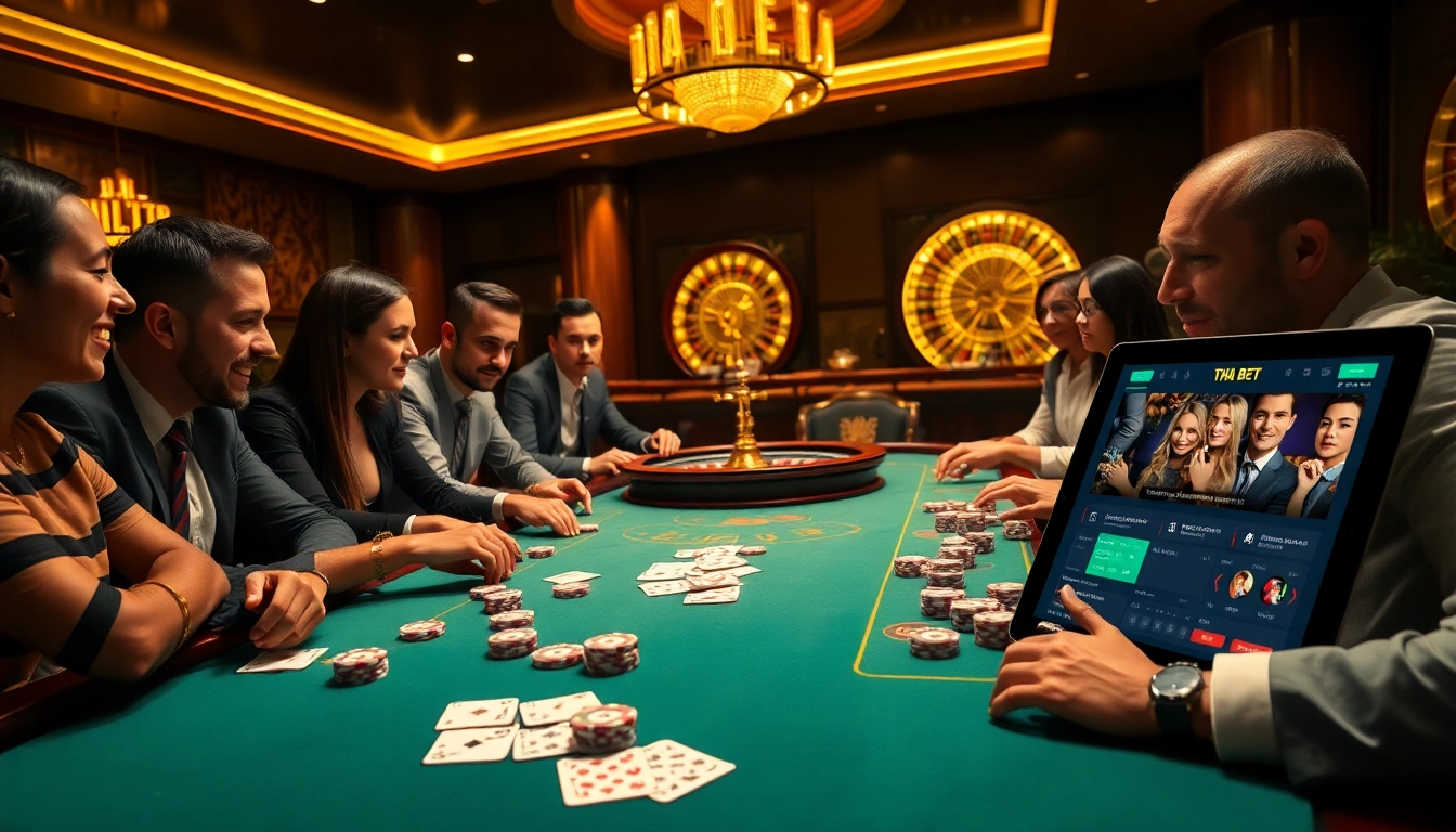 Engaging poker scene showcasing THA BET excitement with vibrant chips and cards.