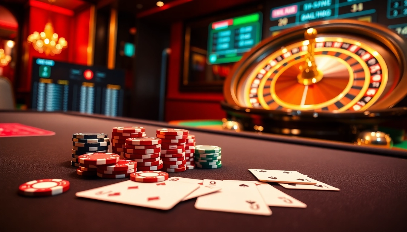 Engaging visual of an online casino setup highlighting the betting excitement at https://lsa.jp.net/ with poker chips and a roulette wheel.