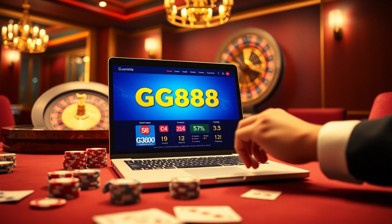 Engage in thrilling betting strategies at GG88 amidst a luxurious casino setting.
