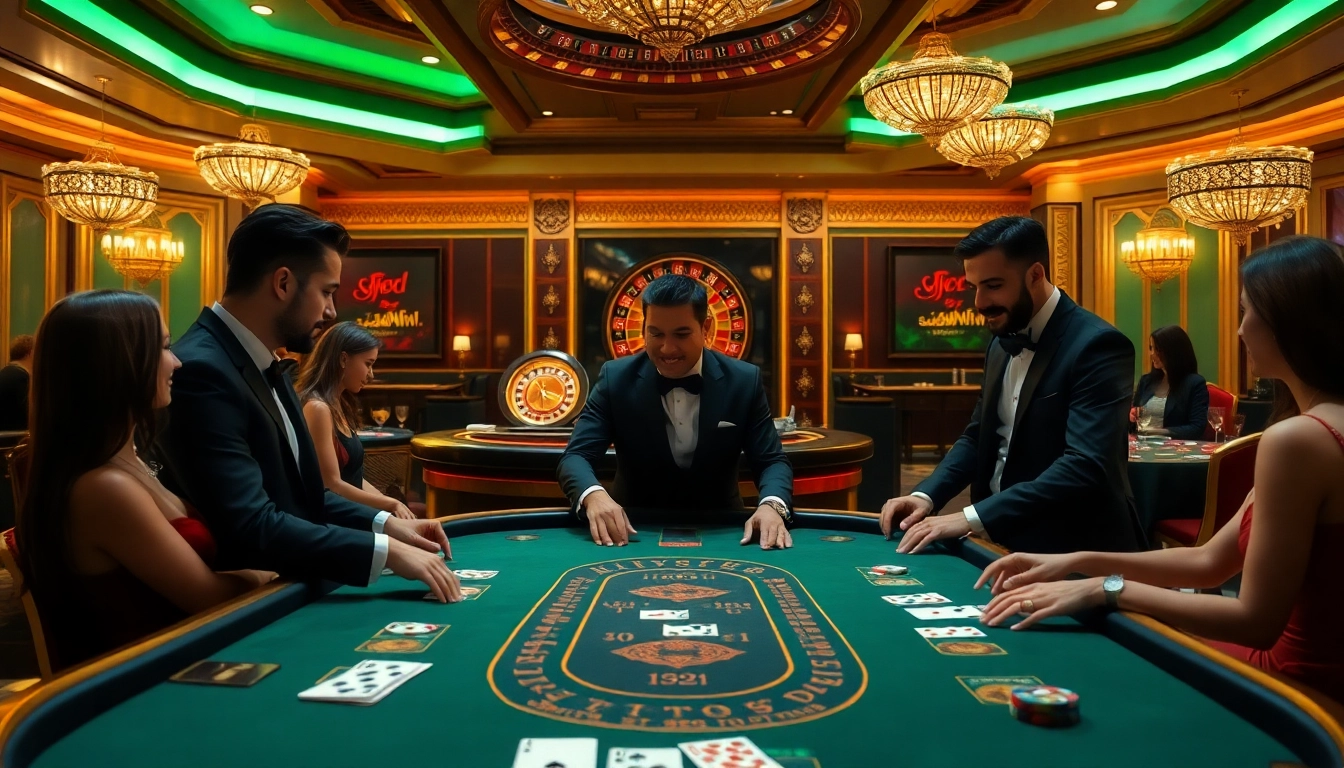 Gamblers at a haywin-themed blackjack table experience the thrill of high-stakes gameplay with vibrant casino elements.