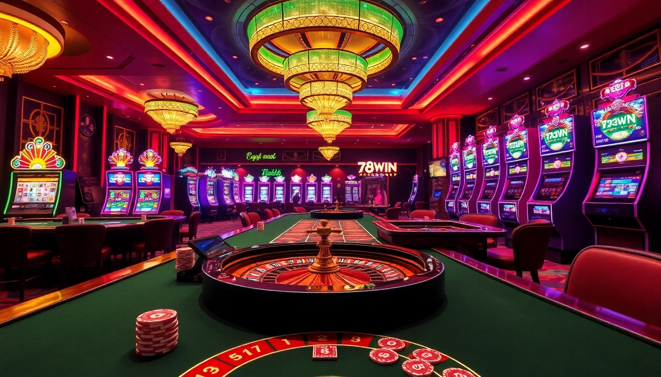 Experience the thrill of winning at 78WIN's vibrant casino tables filled with excitement and luxury.